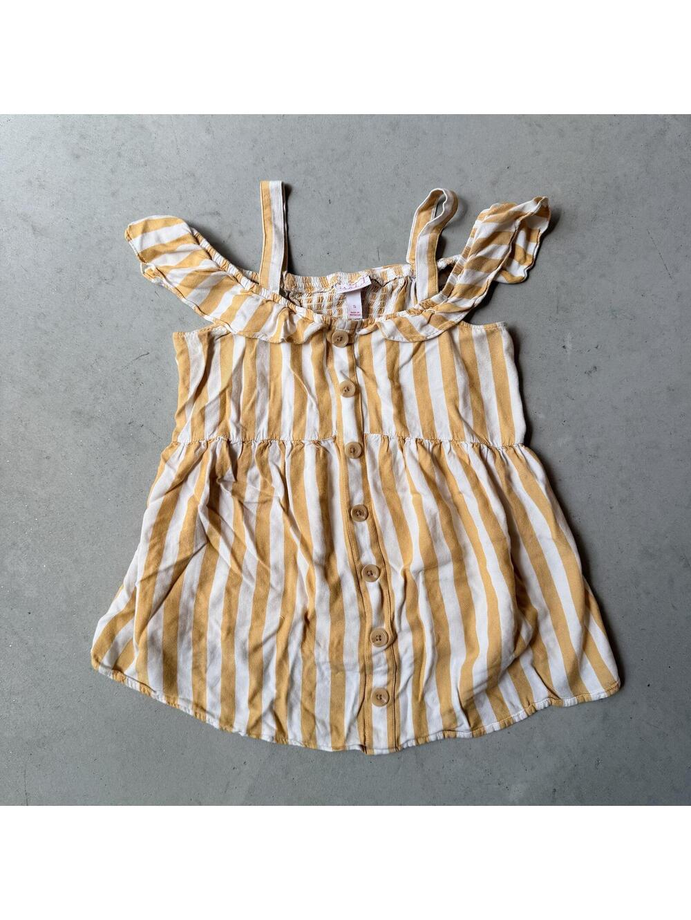 Cute Isabel Maternity Yellow & White Striped Button Front Tank Top Shirt Small
